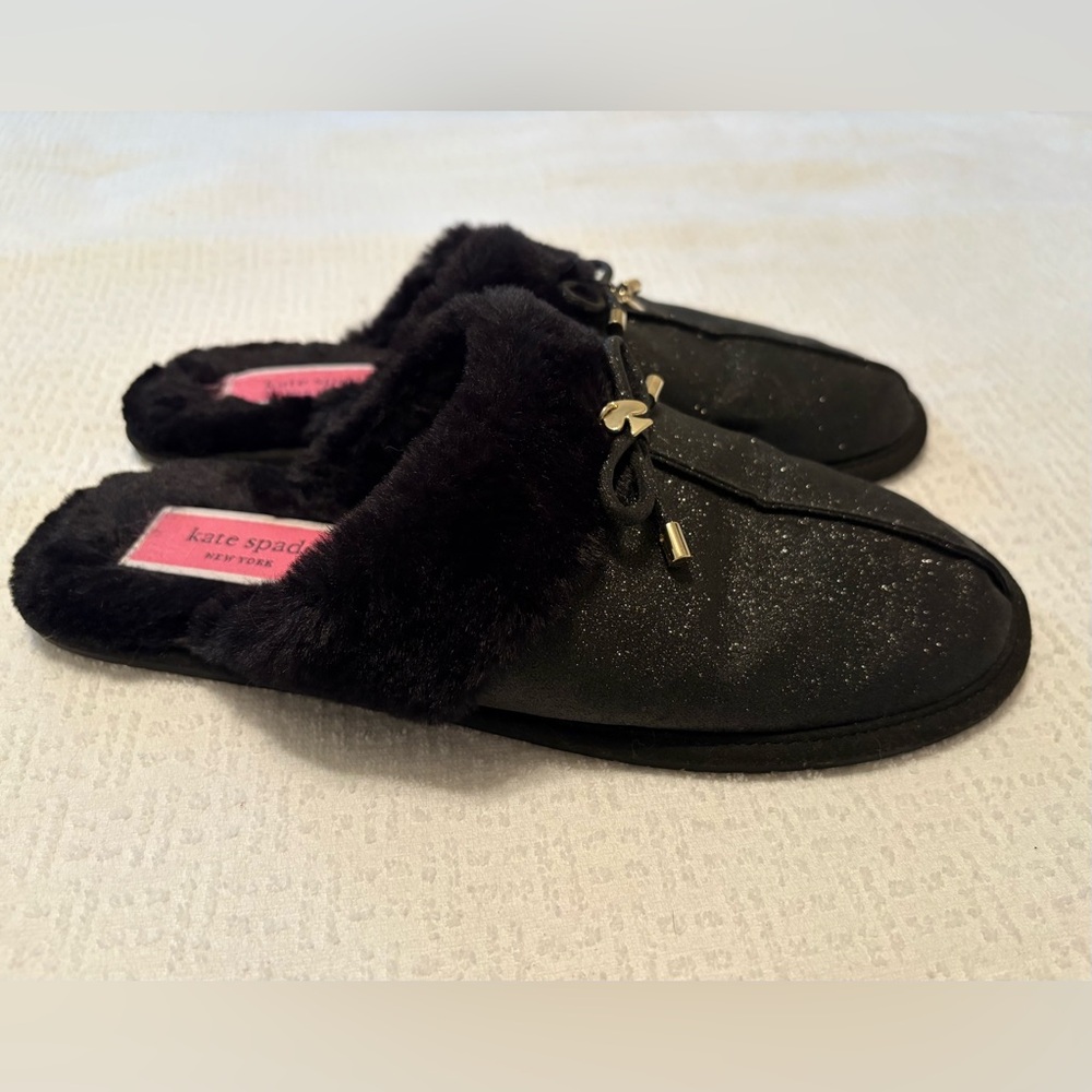 Kate Spade Black Glitter Women's Slippers